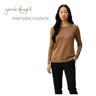 Yansi Fugel Women’s Camel Tan Crew Neck Long Sleeves Pullover Sweater Size M - Image 1 of 4