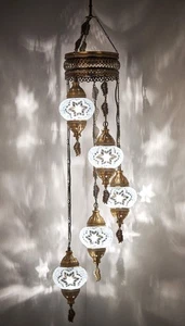 DEMMEX Turkish Moroccan Mosaic Hardwired OR Swag Plug in Chandelier Light Han... - Picture 1 of 7