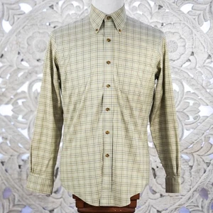 Brooks Brothers Slim Fit Plaid Button Up Shirt M Green Tan Stretch Non-Iron - Picture 1 of 8