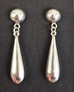 Pendientes colgantes grandes vintage de plata de ley 925 con forma modernista declaración - Imagen 1 de 4