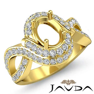 Antique Oval Semi Mount Curve Shank Diamond Engagement Ring 18k Yellow Gold 1Ctw - Picture 1 of 6