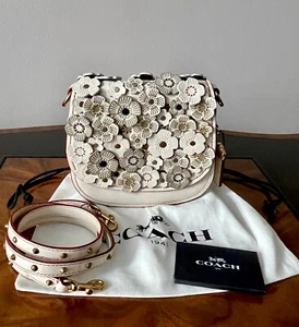 Coach 1941 Chalk Glovetanned Leather TEA ROSE SADDLE BAG 17 Small Saddle Bag - Picture 1 of 21