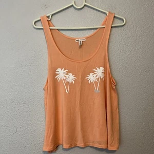 Victoria's Secret Super Soft White Palm Trees on Sherbet Orange Tank Size Small - Picture 1 of 5