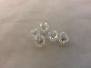 5 x transparent multi faceted crystal rondelle - 9mm (h) x12mm (w).Hole app 1mm. - Picture 1 of 6