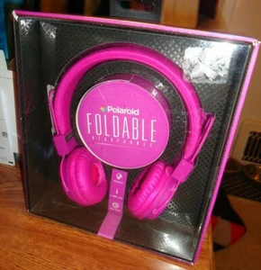 New Polaroid Foldable On Ear Headphones Hot Pink Macy's $25 Value! - Picture 1 of 3