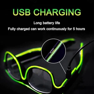 LED Light Glasses USB Chargeable Glasses Luminous Sunglasses for Cosplay Party - Picture 1 of 21