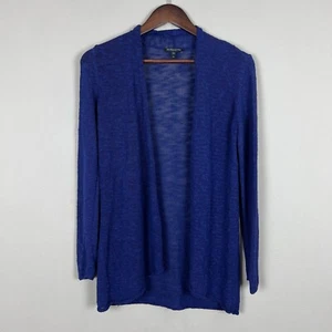 Eileen Fisher Cardigan Sweater PP Petite Purple Linen Cotton Open Knit Coastal - Picture 1 of 11