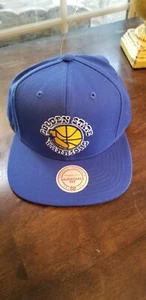 Mitchell & Ness Nwt Hat Youth Snap Back Golden State Warriors Blue Outdoor - Picture 1 of 4
