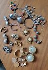 Vintage Jewelry Lot 20 Costume Clip & Some Pieced Earrings Various Conditions