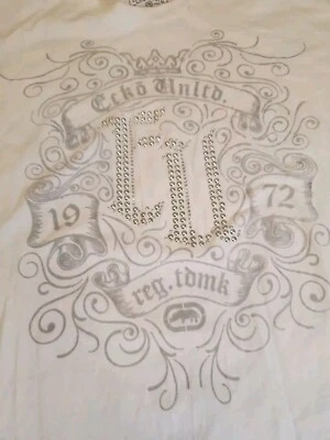 Marc Ecko Unltd White T-Shirt Mens XXL 2XL Felt/Studded Logo Y2K Actual Factual - Image 1 of 4