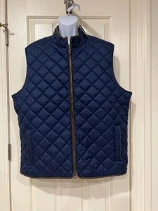 Peter Millar Men's XXL Essex Navy Blue Diamond Quilted Full Zip Golf Vest - Picture 1 of 9