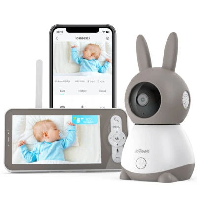 2K/3MP ieGeek Babyphone mit Kamera 5 Zoll Automatische Verfolgung IR-Nachtsicht - Bild 1 von 4