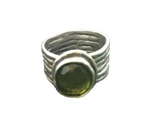 SILPADA 925 STERLING GREEN STONE PERIDOT STONE WIDE SHANK RING SIZE 7.25 - Picture 1 of 9