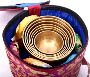 Singing Bowl Set of 7-Hand Beaten Set of 7-Mindfulness Relaxing Music Sound Bowl - Picture 1 of 9