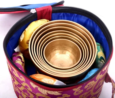 Singing Bowl Set of 7-Hand Beaten Set of 7-Mindfulness Relaxing Music Sound Bowl - Image 1 of 4