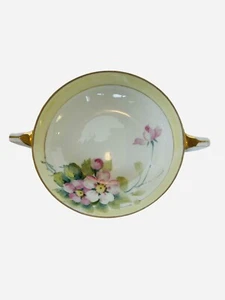 Nippon Hand Painted Porcelain Soup Bowl Cup Two Handles Gold Trim 6.5” Vintage - Picture 1 of 8