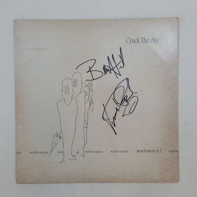 CRACK THE SKY World In Motion 1 PRT1696 LP Vinyl VG++ Cvr VG+nr++ Autographed - Image 1 of 4