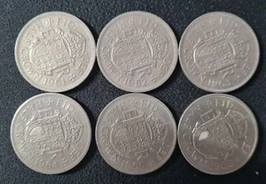 GB UK 1961-1966 QEII Half Crown Coin Set VF/EF - Picture 1 of 2