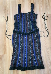 Lip Service Purple Floral Corset lace upY2K Goth Dangerous Liaisons Dress L - Picture 1 of 20