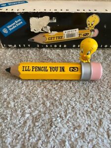 Extremely Rare! Looney Tunes Tweety Pencil Desk Sign Figurine Statue