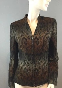Chaqueta brocada Zanella para mujer negra, dorada y cobre original $595, talla 4 nueva con etiquetas - Imagen 1 de 10