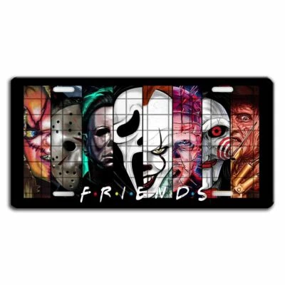 Etiqueta de matrícula de tocador de terror espeluznante - Amigos de películas de terror - Halloween Foto 1 de 4