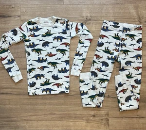 Hanna Andersson Long John Pajama Set White Dinosaur Hear Me Roar Child 150 cm/12 - Picture 1 of 9