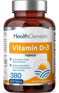 Health Genesis Vitamin D-3 10000 IU 380 Softgels - Picture 1 of 4