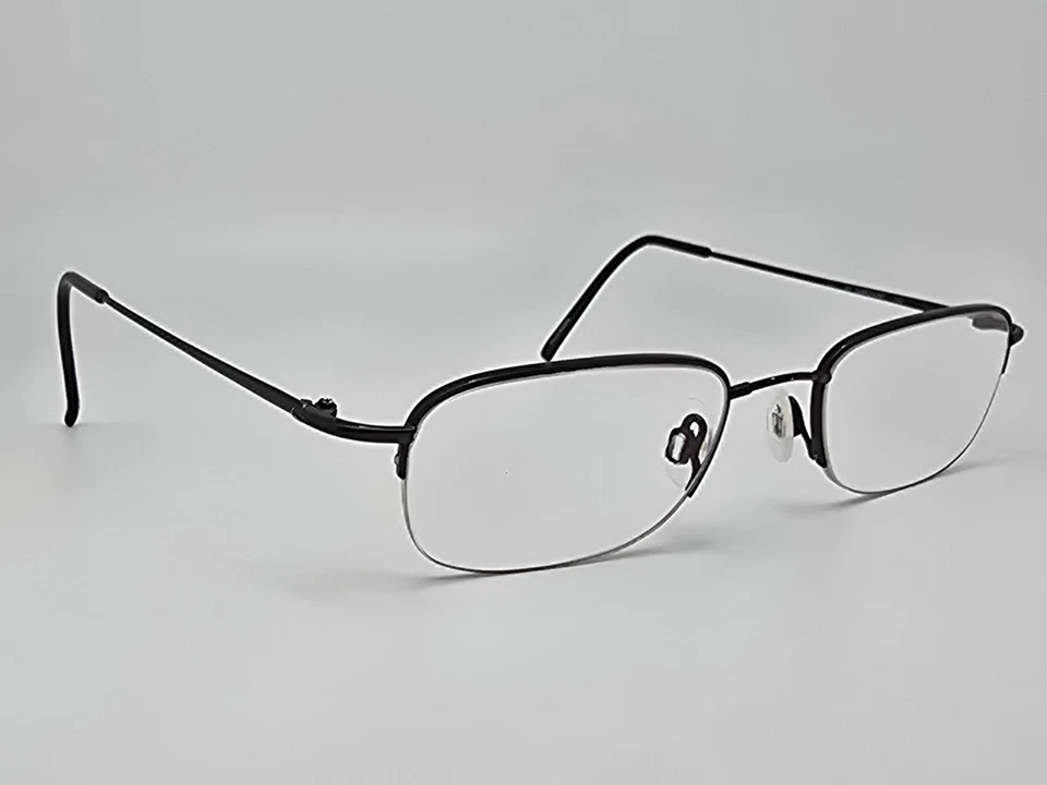 Flexon by Marchon 607 Black Chrome Semi-Rimless Eyeglasses Frame 49-20-140 - Image 1 of 4