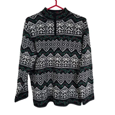 Suéter Vintage Marisa Christina Para Mujer M Negro Blanco Nórdico Fair Isle Holly  Foto 1 de 4