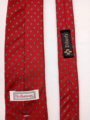 Галстук мужской Hathaway / Dillard's красный цветочный узор 100% шелк праздничная классика - Изображение 1 из 4