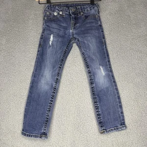 TRUE RELIGION Faded Distressed Kids Denim Jeans + Adjustable Waist Size 5 - Picture 1 of 7