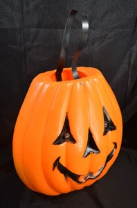 Cubo de calabaza caramelo truco o trato de Halloween de colección GRANDE GRANDE GRANDE 2 dientes felices - Imagen 1 de 17