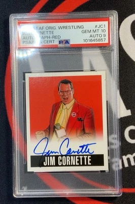 Leaf Originals Wrestling Jim Cornette 2014 1/10 rojo PSA 10/9 automático Foto 1 de 2