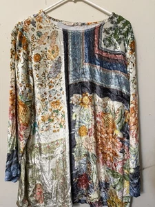 SOFT SURROUNDINGS PULLOVER CRUSHED VELVET TYPE TUNIC BOHO HIPPIE WORSHIP WORK XL - Picture 1 of 21