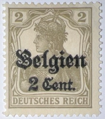 Travelstamps: Germany Offices in Belgium Stamps WWII, 1916 2c OP Mint MOGH WMK - Image 1 of 4