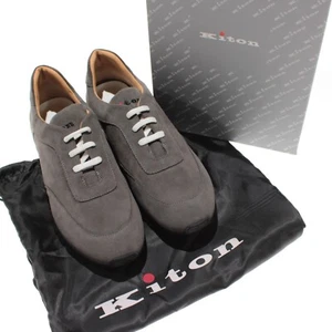 Kiton NWD Lace Up Suede Leather Casual Sneakers Size 11 US in Anthracite Gray - Picture 1 of 13