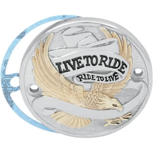 Chrome & Gold "Live To Ride" Points Cover For Harley-Davidson Sportster 2004 Up - Picture 1 of 1