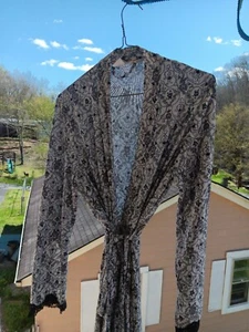 Vintage California Dynasty Long Robe Kimono  Floral  With Tie - Picture 1 of 12