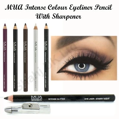 MUA MAKE UP ACADEMY MUA Intense Colour Pencil Eyeliner With Sharpener CHOOSE YOUR SHADE Vegan