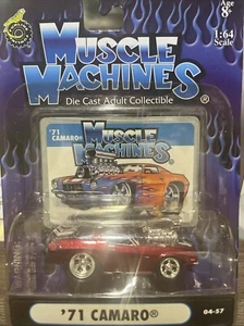1971 CHEVY CAMARO '71 RED WITH STRIPES 1/64 MUSCLE MACHINES DIECAST # 04-57 - Picture 1 of 5