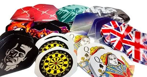 10 SETS/30 PIECES ASSORTED DART FLIGHTS MIXED COLOURS + DESIGNS STANDARD SHAPE - Picture 1 of 2