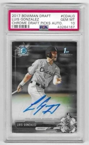 2017 1ST BOWMAN CHROME DRAFT PICKS LUIS GONZALEZ AUTO RC #CDA-LG PSA GEM MT 10 - Picture 1 of 2
