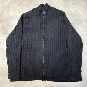 L.L Bean Knitted Hoodie Womens 2XL Full Zip Cable Knit Sweatshirt, Black - Picture 1 of 10