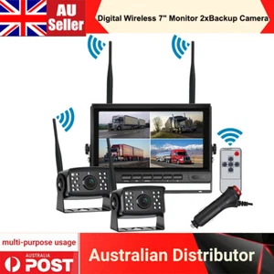 Digital Wireless 7" QUAD Monitor Splitscreen 2x Rear View Camera KIT DVR 12V/24V - Picture 1 of 12