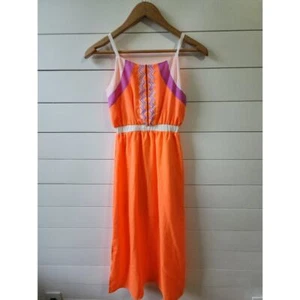 GB Girls Size M Neon Orange and Purple Maxi Dress  - Picture 1 of 8