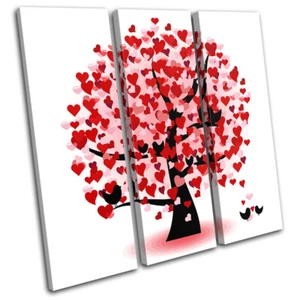 Heart Tree Love TREBLE CANVAS WALL ART Picture Print VA - Picture 1 of 1