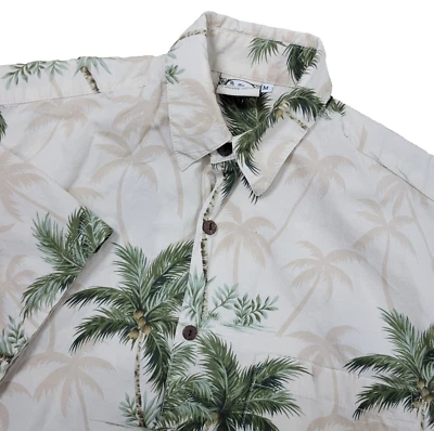 Go Barefoot Para Hombres Mediano Marfil Todo Floral Palmera Hawaiana Abotonada Foto 1 de 4