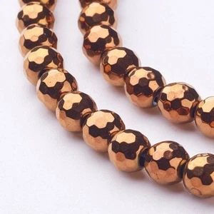 10 Copper Hematite Beads 8mm Faceted Round Faceted Jewelry Making - Picture 1 of 1