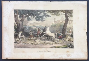 stampa antica Thomas Le Villain battitura del grano roma 1823 litografia - Picture 1 of 6